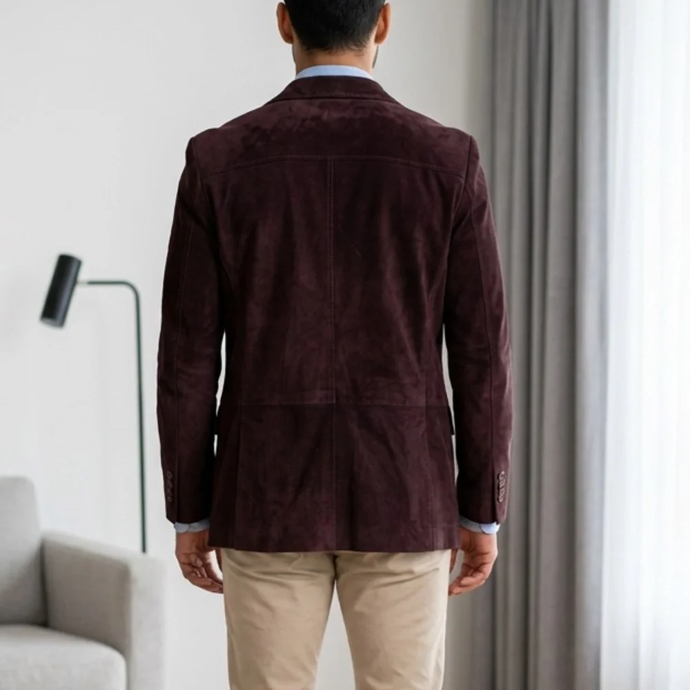 Gucci brown 100% soft leather 2 button lapel collar jacket blazer coat sz Lg